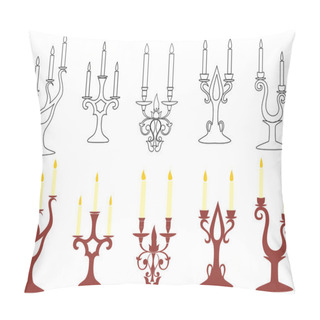 Personality  Set Of Vector Black And Brown Candelabras Pillow Covers