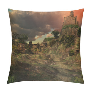 Personality  Medieval Castle In A Valley Pillow Covers