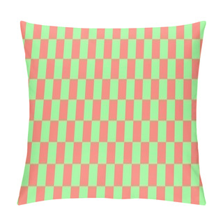 Personality  Checkerboard Banner. Pale Green And Salmon Colors Of Checkerboard. Small Squares, Small Cells. Chessboard, Checkerboard Texture. Squares Pattern. Background. Repeatable Texture. Pillow Covers