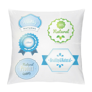 Personality  Collection Of Vintage Grunge Bio And Eco Labels Natural Products Pillow Covers
