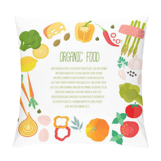 Personality  Frame Of Flat Designed Food With Copyspace. Pillow Covers