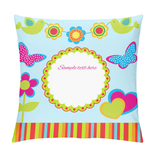 Personality  Cute Spring Frame Design. Vector Illustration Pillow Covers