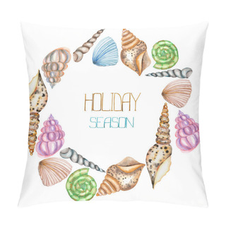 Personality  A Wreath (circle Frame) With The Watercolor Shells Pillow Covers