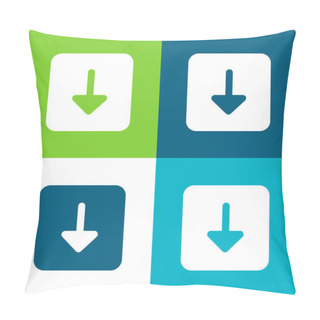 Personality  Arrow Down Flat Four Color Minimal Icon Set Pillow Covers
