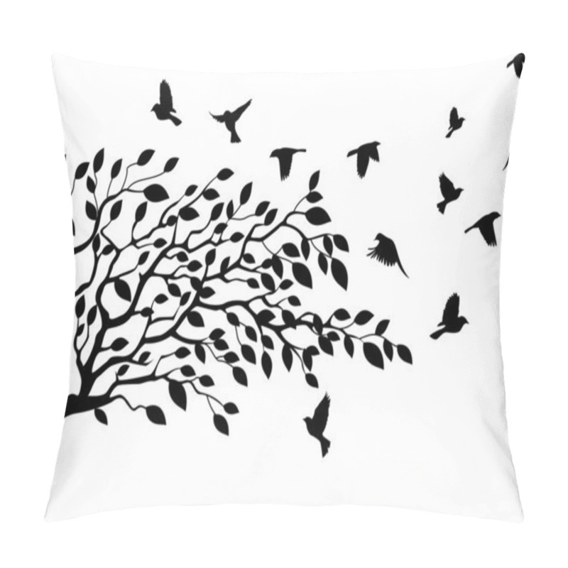 Personality  Tree And Bird Silhouette Pillow Covers