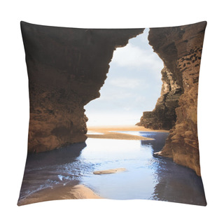 Personality  Inside Golden Beach Cliff Cave Pillow Covers