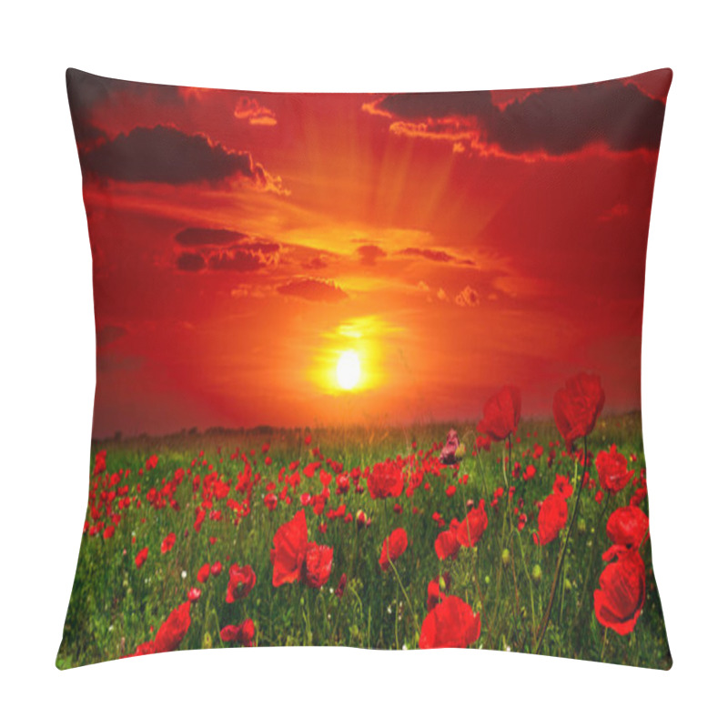 Personality  Bright Sunrise In Poppy Field Pillow Covers