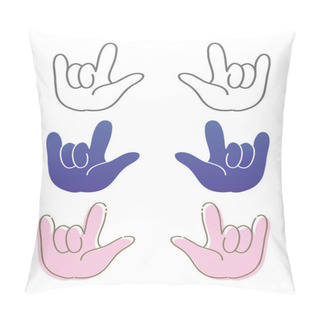 Personality  Hand Gesture, I Love You - Sign Set Pillow Covers