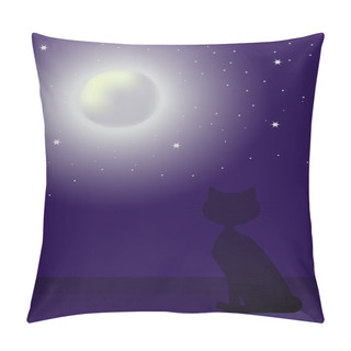 Personality  Cat Silhouette At Night Time Pillow Covers