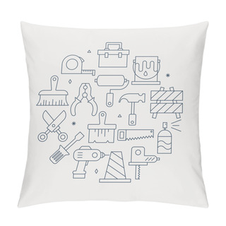 Personality  Tool Line Icon Circle Set Pillow Covers
