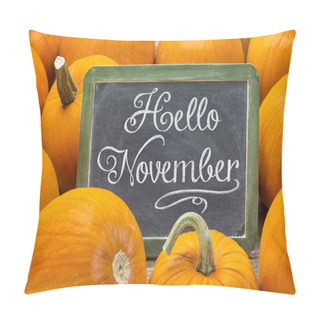 Personality  Hello November Sign On Blackboard Pillow Covers