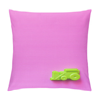 Personality  Top View Of Green Plastic Excavator On Violet Background With Copy Space Pillow Covers