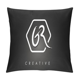 Personality  GR G R Brushed Letter Logo Design With Creative Brush Lettering  Pillow Covers