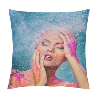 Personality  Fragility Of A Human Creature Conceptual Body Art On A Woman  Pillow Covers