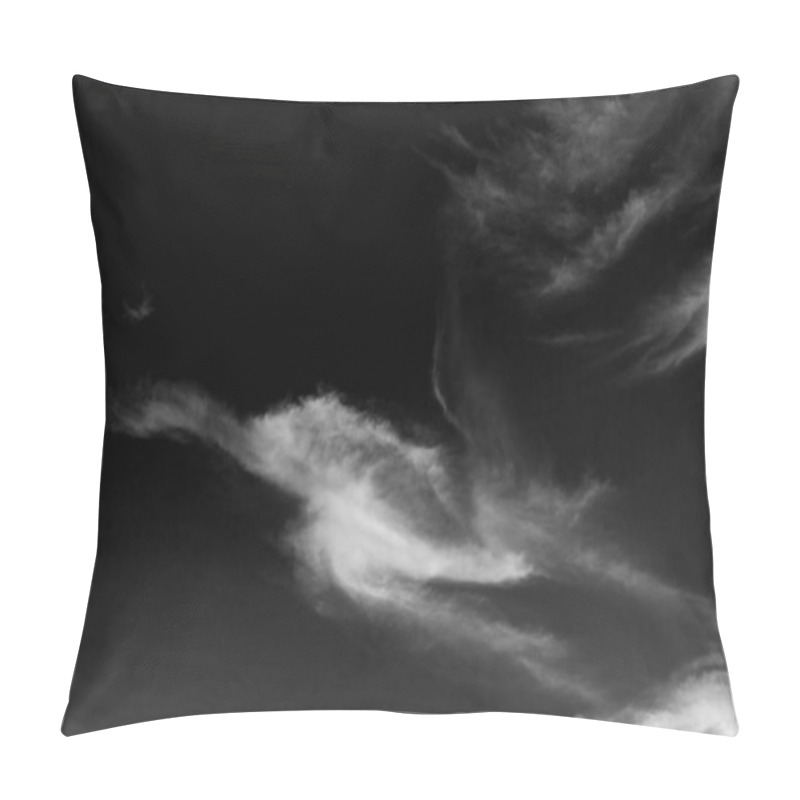 Personality  White Cloud Textured And Sky Isolated On Black Backgroun Pillow Covers