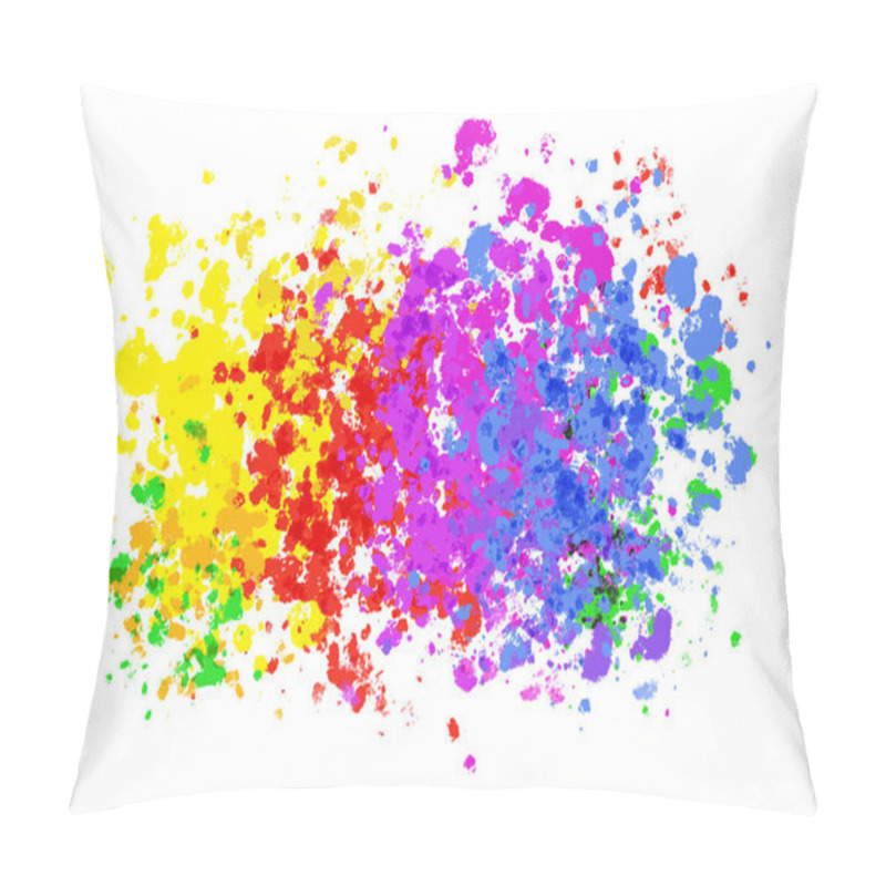 Personality  Colorful Explosion Of  Yellow, Red, Pink And Blue Stain Colors On White Background. Digital Abstract Illustration Artwork With Copy Space.  Pillow Covers