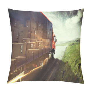 Personality  Truck On The Road With Load Of Boxes. Pillow Covers
