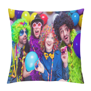 Personality  Party People Celebrating Carnival Or New Year In Party Club Pillow Covers