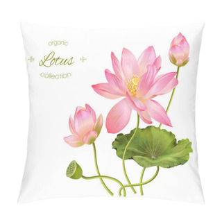 Personality  Lotus Realistic Illustration Pillow Covers