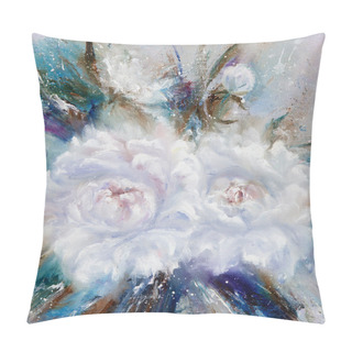 Personality  White Peony Bouquet Pillow Covers