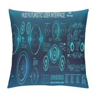 Personality  Dashboard Display Virtual Reality Technology Screen. HUD Futuristic User Interface. Pillow Covers