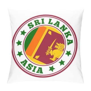 Personality  Sri Lanka Sign. Round Country Logo With Flag Of Sri Lanka. Vector Illustration. Pillow Covers