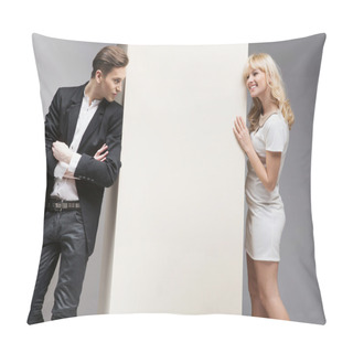 Personality  Soft Flirt Between Attractive Couple Pillow Covers