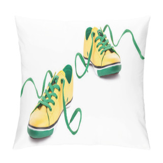 Personality  Pair Of Yellow Sneakers Isolated On White Pillow Covers