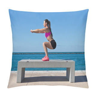 Personality  Hispanic Woman Doing Squats By The Water Pillow Covers