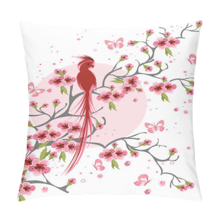 Personality  Cherry Blossom And Bird Background Pillow Covers