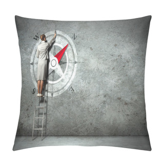 Personality  Business Woman Drawing Compass Pillow Covers