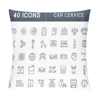 Personality  Set Vector Flat Line Icons Car Service Pillow Covers