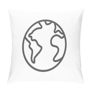 Personality  World Planet Line Icon. Web Internet Sign. Global Marketing Symbol. Quality Design Element. Editable Stroke. Linear Style World Planet Icon. Vector Pillow Covers