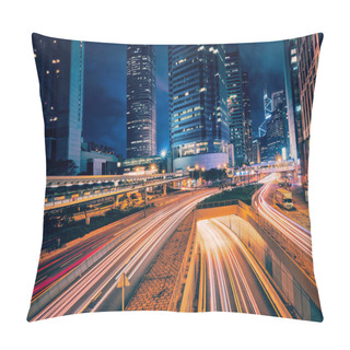Personality  Street Traffic In Hong Kong At Night Pillow Covers