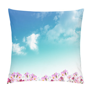 Personality  Nice Spring Flowers On The Sky Background Pillow Covers