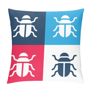 Personality  Beetle Blue And Red Four Color Minimal Icon Set Pillow Covers