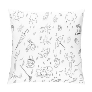 Personality  Autumn Season Collection In Doodle Style. Pillow Covers