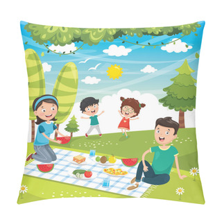 Personality  Vector Illustration Of Family Picnic Pillow Covers