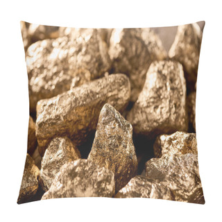 Personality  Close Up View Of Gold Textured Shiny Stones In Daylight Pillow Covers