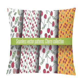 Personality  Cherry Seamless Pattern Set. Juicy Berry Collection. Hand Drawn  Pillow Covers
