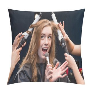 Personality  Young Woman In Beauty Salon Pillow Covers