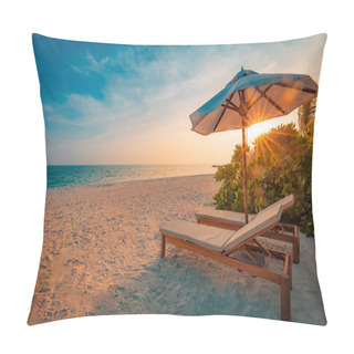 Personality  Beautiful Summer Beach. Summer Beach Tourism Vacation Holiday Travel Background Concept Pillow Covers