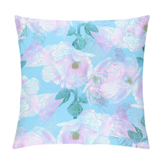 Personality  Seamless Pattern With Hollyhock Flowers Pillow Covers