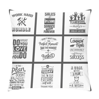 Personality  Set Of Vintage Business Motivation Typographic Quotes. Grunge Effect Can Be Edited Or Removed. Pillow Covers