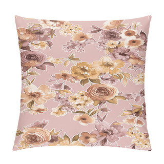 Personality  Watercolor Flower Design With Digital Texture Pillow Covers