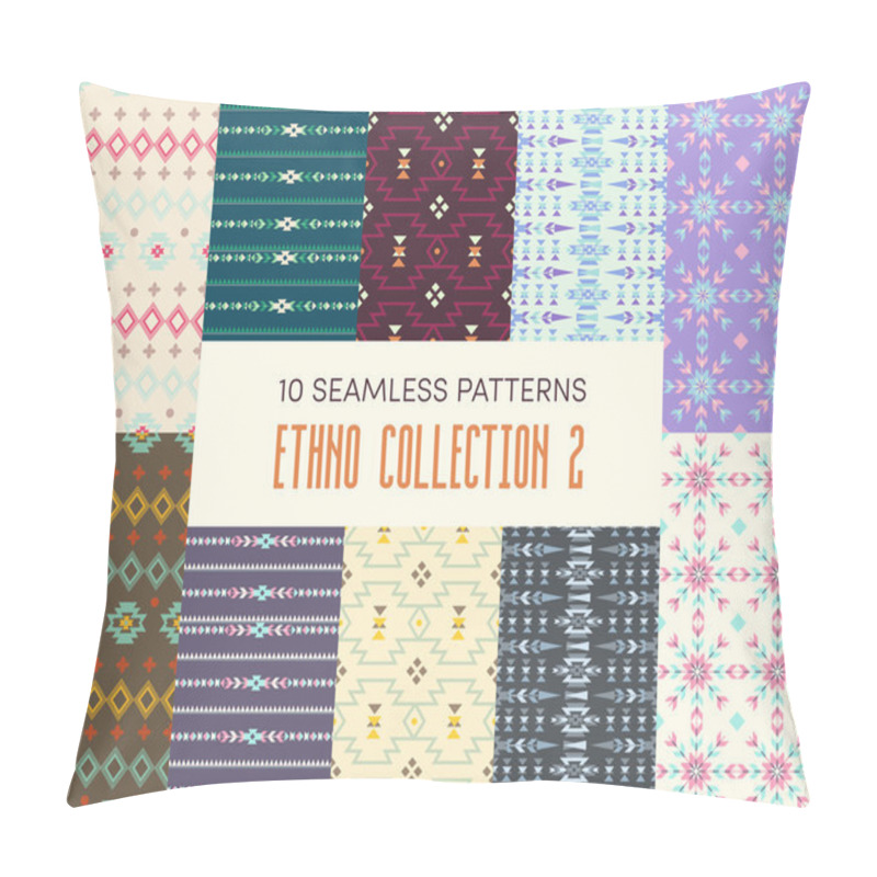 Personality  Set Of Ten Ethnic Seamless Patterns. Pillow Covers
