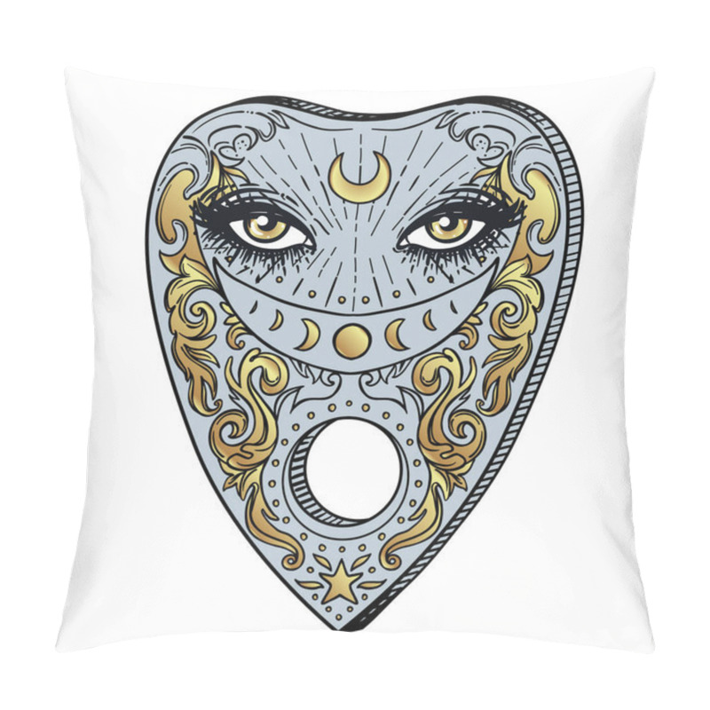 Personality  Heart-shaped Planchette For Spirit Talking Board. Vector Isolated Illustration In Victorian Style. Mediumship Divination Equipment. Flash Tattoo Drawing. Spirituality, Occultism. Pillow Covers