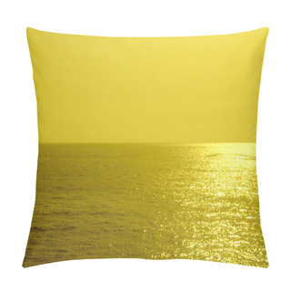 Personality  Summer Minimalist Background, Yellow Monochromatic Glittering Sunset On The Sea, With The Sun Coming Down To The Horizon Pillow Covers