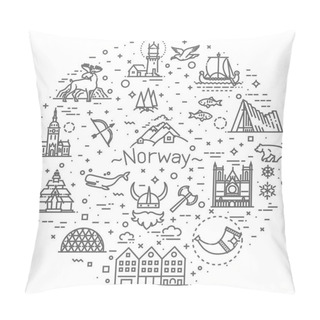 Personality  City Sights Vector Icons. Norway Landmark. Pillow Covers