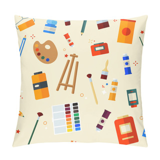 Personality  Tools And Materials For Creativity And Painting Seamless Pattern Pillow Covers